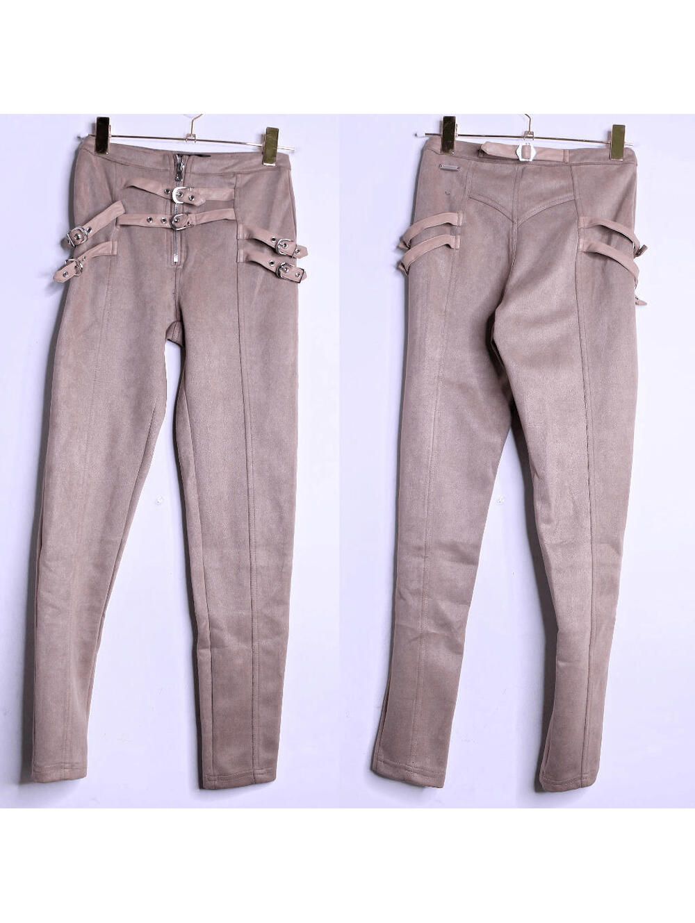 Maniere De Voir Tan Suede Buckle Leggings - 4